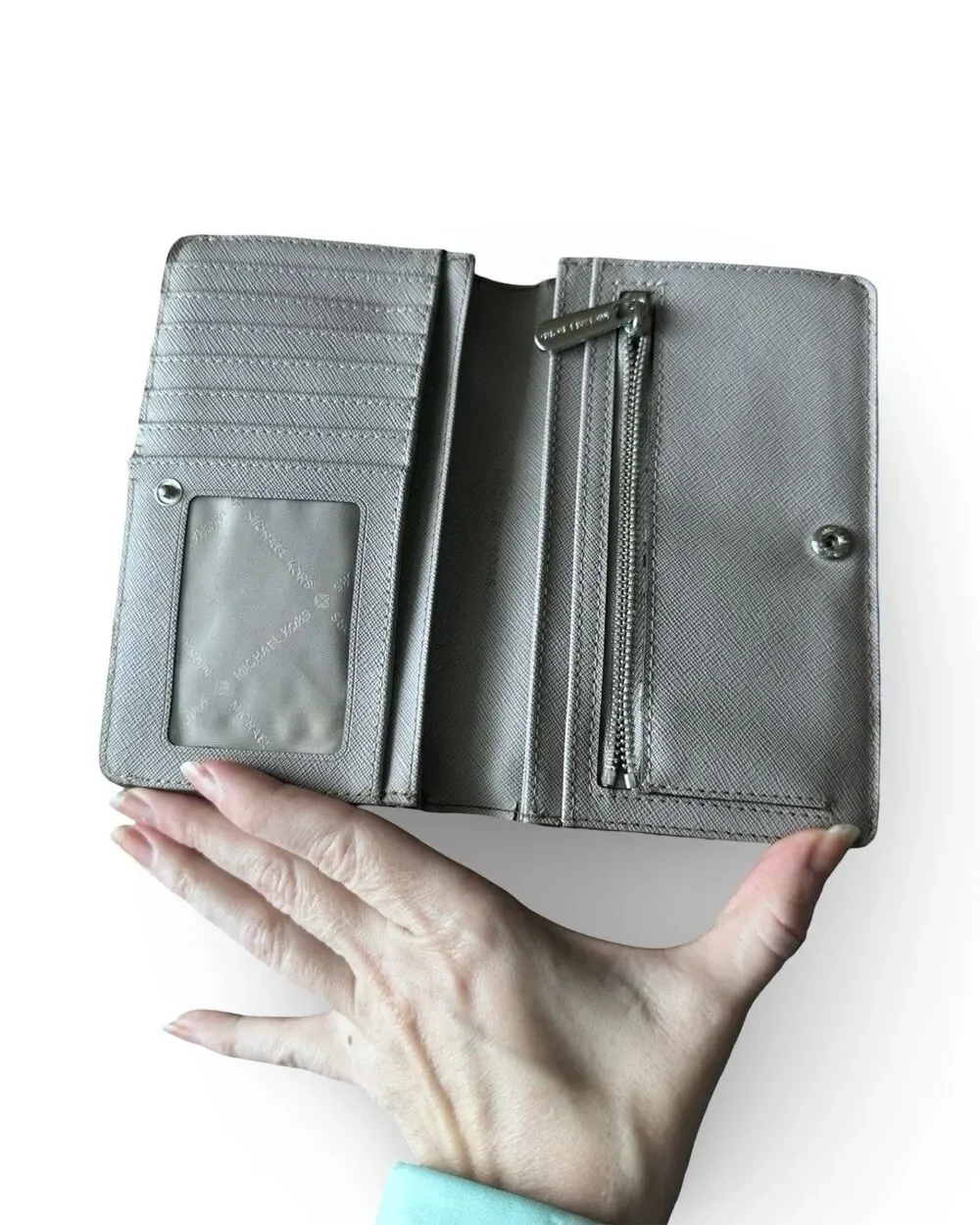 Michael Kors Beige Gray Snap Wallet